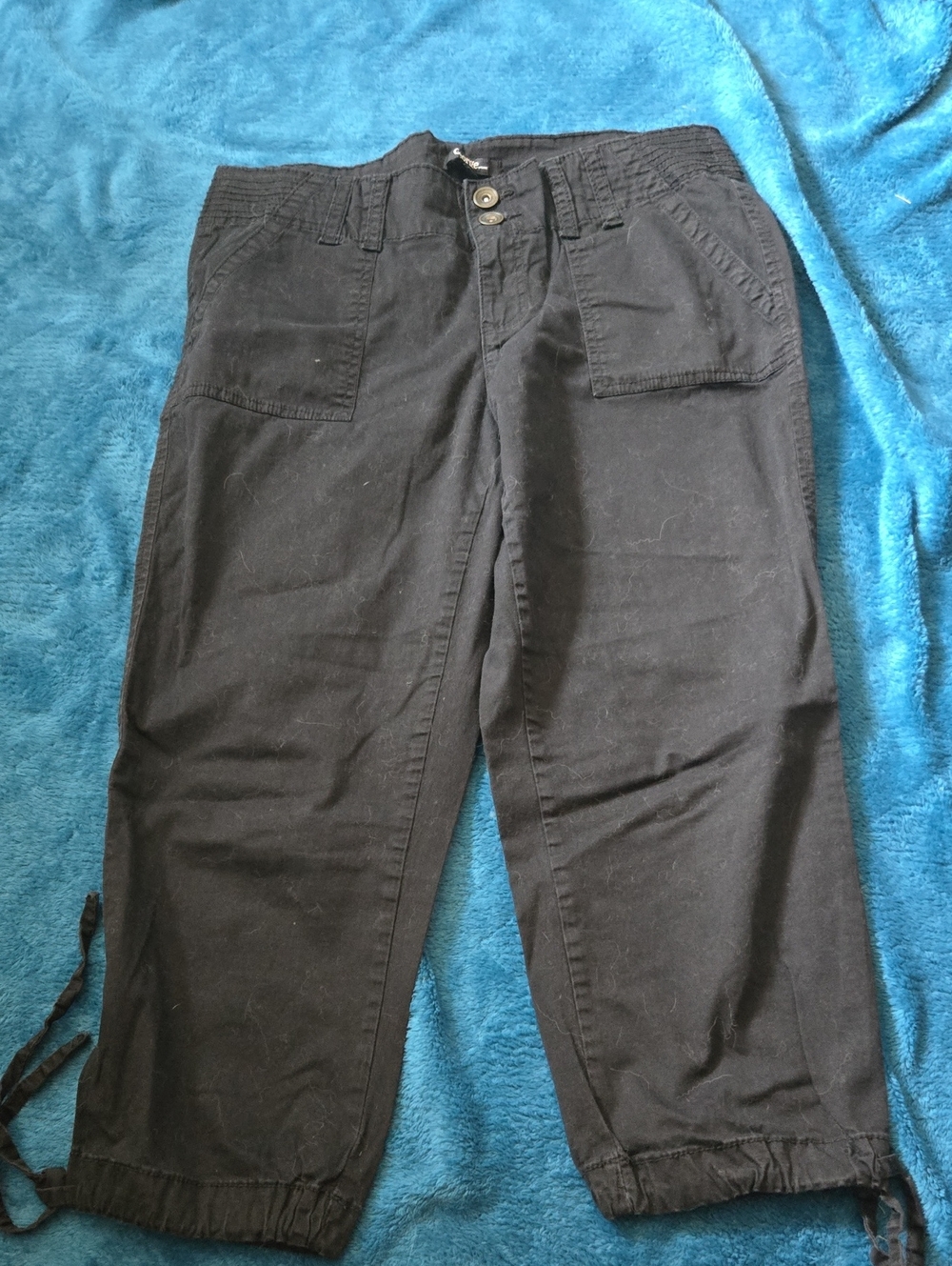 4/$20 Womans Black Casual Drawstring Capris